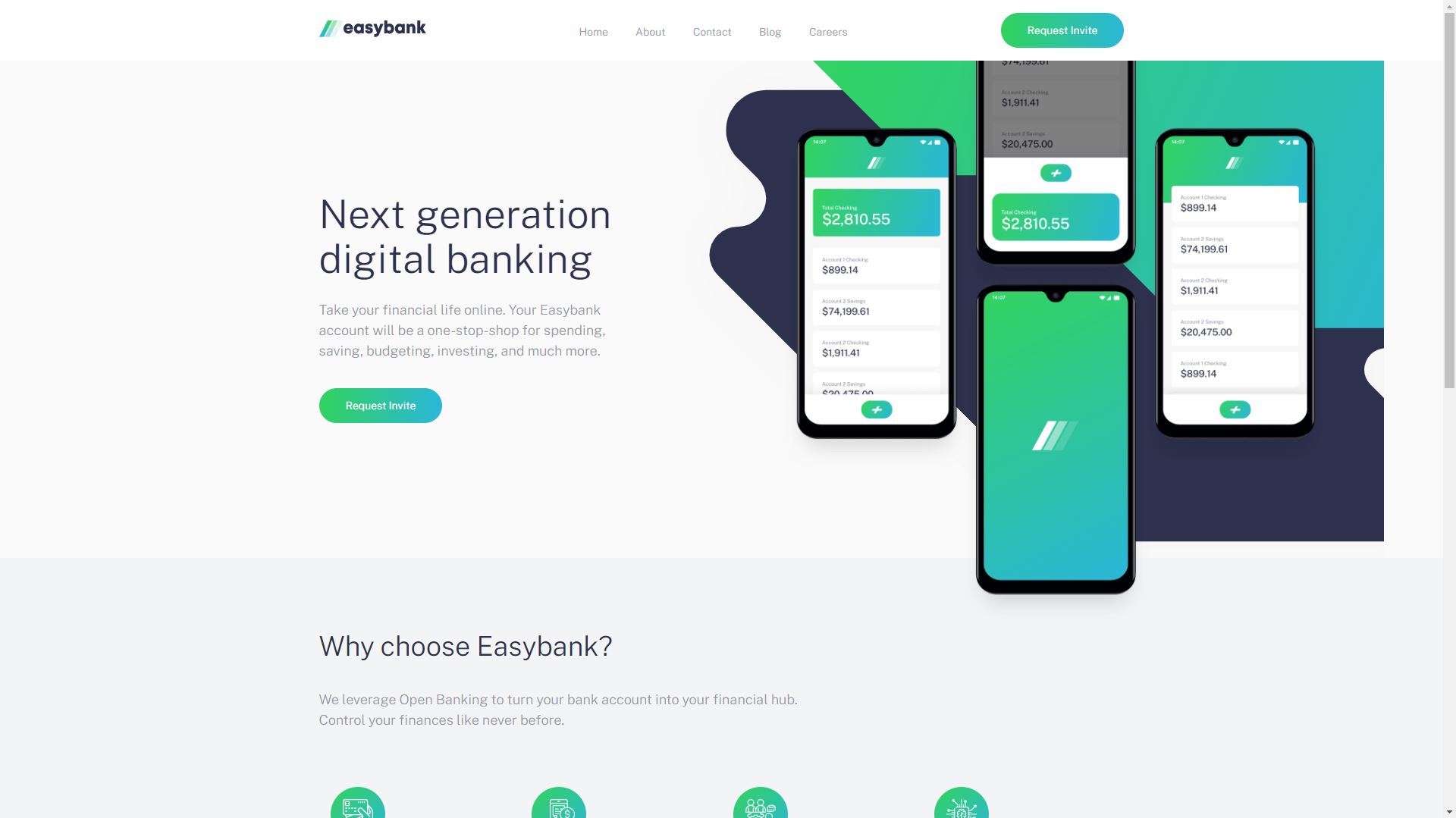 Easybank landing page